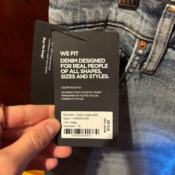 Silver Jeans Co. Maxi Jean Skirt w/ Back Slit High Rise W30 NWT - Picture 4 of 7